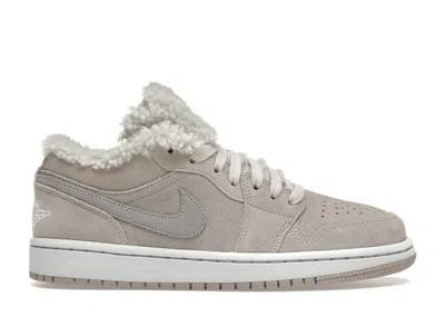 Pre-owned Jordan 1 Low Se Sherpa Fleece (women's) Sneakers In College Grey/particle Grey/neutral Grey In Gray