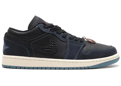 Pre-owned Jordan 1 Low Se Snakeskin (women's) Sneakers In Black/dark Obsidian