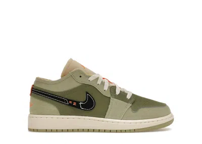 Pre-owned Jordan 1 Low Se Sneakers In Sky Blue J Light Olive/celadon/bright Mandarin