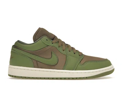 Pre-owned Jordan 1 Low Se (women's) Sneakers In Brown Kelp/sky Blue J Light Olive/sail