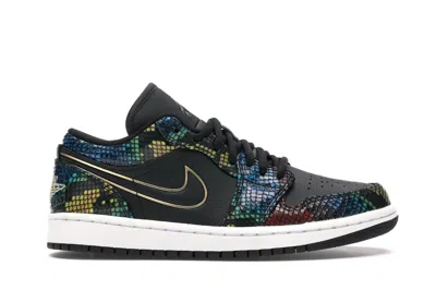 Pre-owned Jordan 1 Low Snakeskin (2020) (women's) Sneakers In Black/metallic Gold