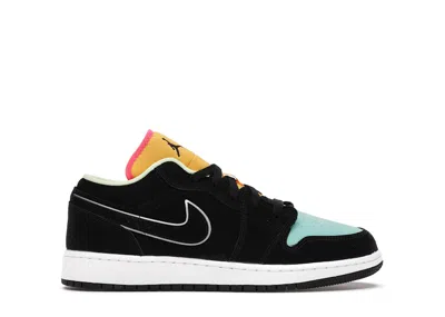 Pre-owned Jordan 1 Low Sneakers In Black/aurora Green In Multi