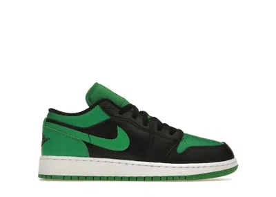 Pre-owned Jordan 1 Low Sneakers In Black/lucky Green