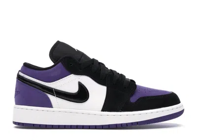Pre-owned Jordan 1 Low Sneakers In White/black/court Purple