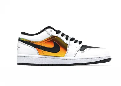 Pre-owned Jordan 1 Low Sneakers In White/black/metallic Gold