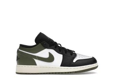 Pre-owned Jordan 1 Low Toe Sneakers In Black/medium Olive/white