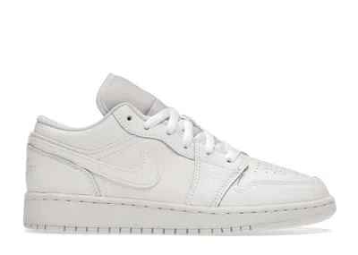 Pre-owned Jordan 1 Low Triple Tumbled Leather Sneakers In White