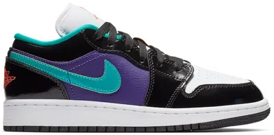 Pre-owned Jordan 1 Low Turbo Green Sneakers In Black/white/court Purple In Multi