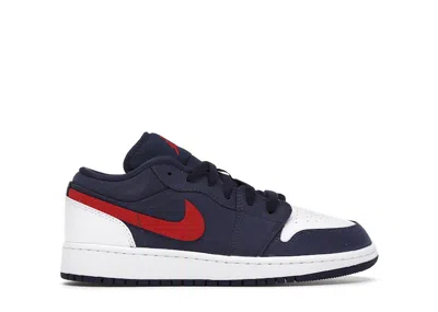 Pre-owned Jordan 1 Low Usa Sneakers In Midnight Navy Blue/white/university Red In Multi