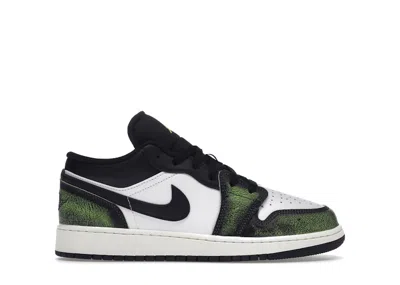 Pre-owned Jordan 1 Low Wear Away Sneakers In Black/electric Green/white