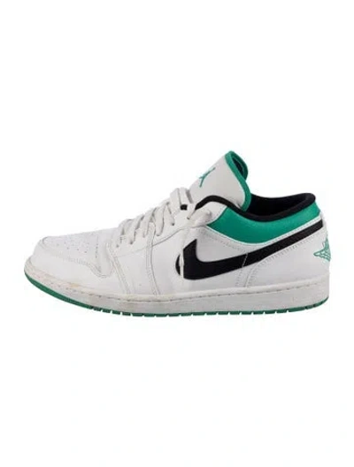 Pre-owned Jordan 1 Low White Lucky Green Black Sneakers