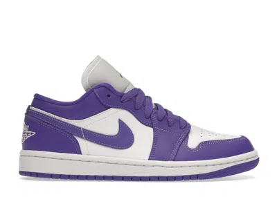 Pre-owned Jordan 1 Low (women's) Sneakers In Psychic Purple/atomic Green/white