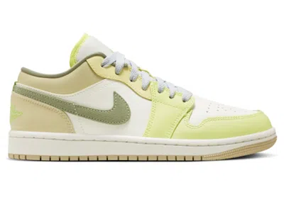 Pre-owned Jordan 1 Low (women's) Sneakers In Sail White/oil Green