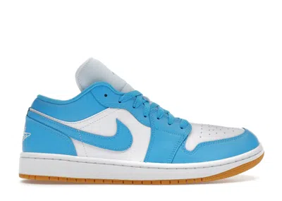 Pre-owned Jordan 1 Low (women's) Sneakers In White/gum Light Brown/dark Powder Blue