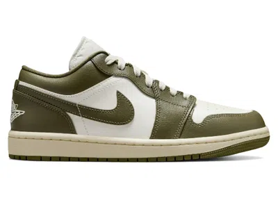 Pre-owned Jordan 1 Low (women's) Sneakers In White/medium Olive/sail In Multi