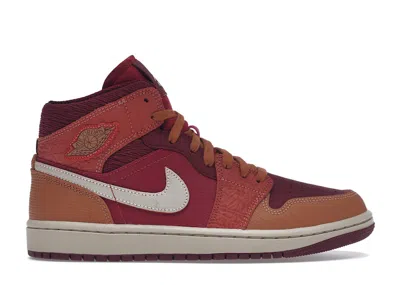 Pre-owned Jordan 1 Mid Africa (women's) Sneakers In Rush Maroon/sanddrift/mineral Clay In Multi