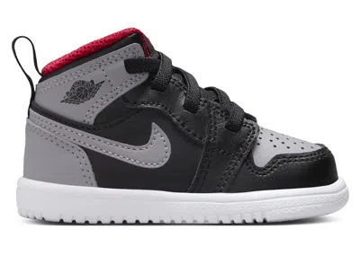 Pre-owned Jordan 1 Mid Alt Cement Grey Sneakers In Black/fire Red/white In Multi