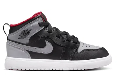 Pre-owned Jordan 1 Mid Alt Cement Grey Sneakers In Black/fire Red/white