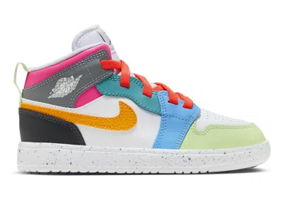 Pre-owned Jordan 1 Mid Alt Se Taxi Sneakers In White/dark Shadow/hyper Pink