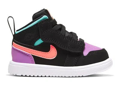 Pre-owned Jordan 1 Mid Alt Sneakers In Black/total Orange/aura Green In Multi