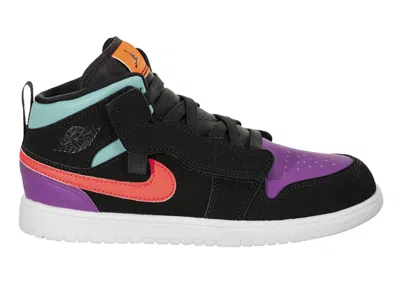 Pre-owned Jordan 1 Mid Alt Sneakers In Black/total Orange/aura Green