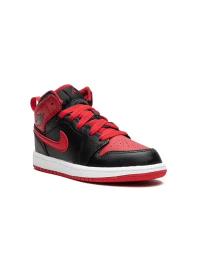 Jordan Kids' Air  1 Mid Sneakers In Black/fire Red-white