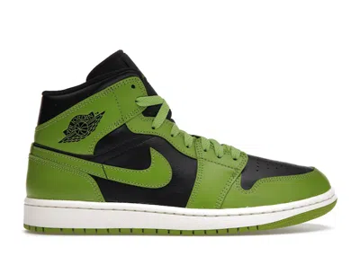 Pre-owned Jordan 1 Mid Altitude Green (women's) Sneakers In Black/sail/altitude Green Heather
