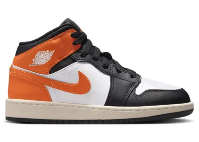 Pre-owned Jordan 1 Mid Black Toe Sneakers In Starfish/white/sail