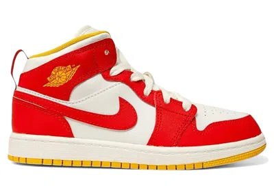 Pre-owned Jordan 1 Mid Bp Sneakers In Speed Red/white/gold