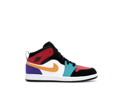 Pre-owned Jordan 1 Mid Bred Sneakers In White/university Red/black In Multi