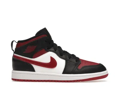 Pre-owned Jordan 1 Mid Bred Toe Sneakers In Black/noble Red/white