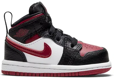 Pre-owned Jordan 1 Mid Bred Toe Sneakers In Black/noble Red/white