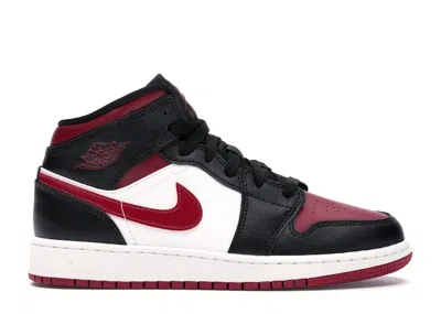 Pre-owned Jordan 1 Mid Bred Toe Sneakers In Black/noble Red/white