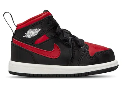 Pre-owned Jordan 1 Mid Bred Twist Sneakers In Black/summit White/varsity Red