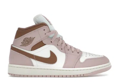 Pre-owned Jordan 1 Mid Brown (women's) Sneakers In Pink Oxford/sail/archaeo Brown