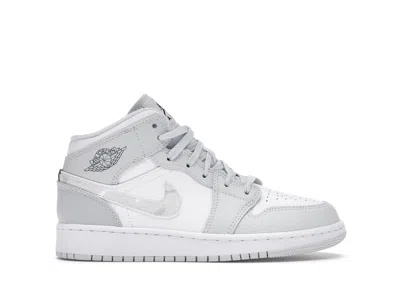 Pre-owned Jordan 1 Mid Camo Sneakers In White/photon Dust/grey