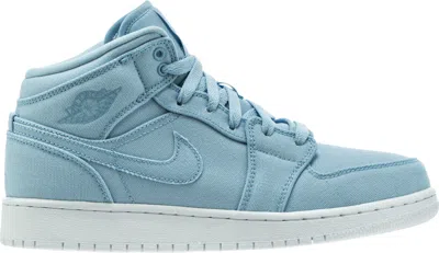 Pre-owned Jordan 1 Mid Canvas Sneakers In Ice Blue/white