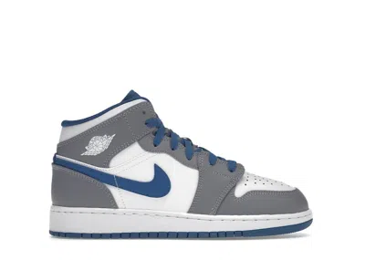 Pre-owned Jordan 1 Mid Cement Sneakers In Cement Grey/white/true Blue