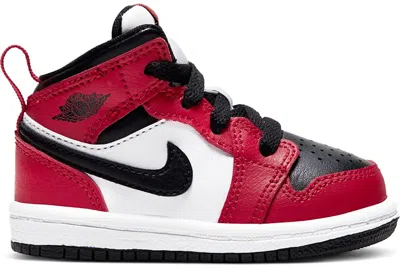 Pre-owned Jordan 1 Mid Chicago Toe Sneakers In Black/gym Red