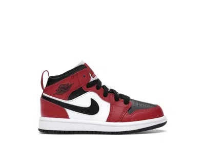Pre-owned Jordan 1 Mid Chicago Toe Sneakers In Black/gym Red