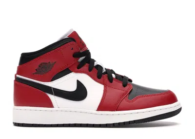 Pre-owned Jordan 1 Mid Chicago Toe Sneakers In Black/gym Red