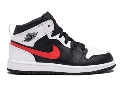Pre-owned Jordan 1 Mid Chile Red Sneakers In Black/chili Red/white In Multi