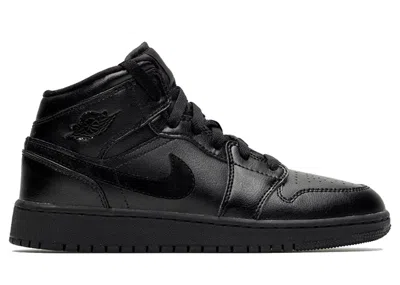 Pre-owned Jordan 1 Mid Deep Nubuck Swoosh Sneakers In Black