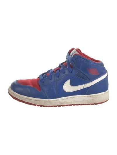 Pre-owned Jordan 1 Mid Detroit Pistons Athletic Sneakers In Blue