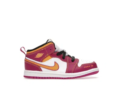 Pre-owned Jordan 1 Mid Dia De Los Muertos Sneakers In White/fuchsia/orange