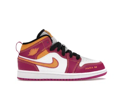 Pre-owned Jordan 1 Mid Dia De Los Muertos Sneakers In White/fuchsia/orange In Multi