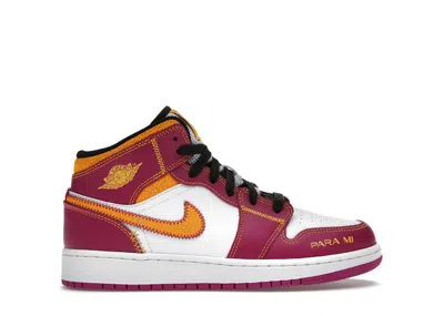 Pre-owned Jordan 1 Mid Dia De Los Muertos Sneakers In White/fuchsia/orange