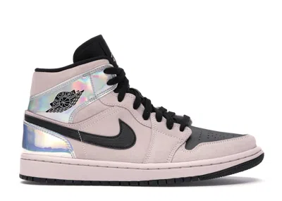 Pre-owned Jordan 1 Mid Dirty Powder Iridescent (women's) Sneakers In Barely Rose/black
