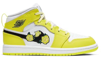 Pre-owned Jordan 1 Mid Floral Sneakers In Dynamic Yellow/white/black