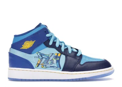 Pre-owned Jordan 1 Mid Fly Sneakers In Blue Void/clear/team Royal